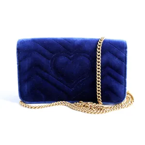 488426 GG Marmont Velvet Mini Bag Blue