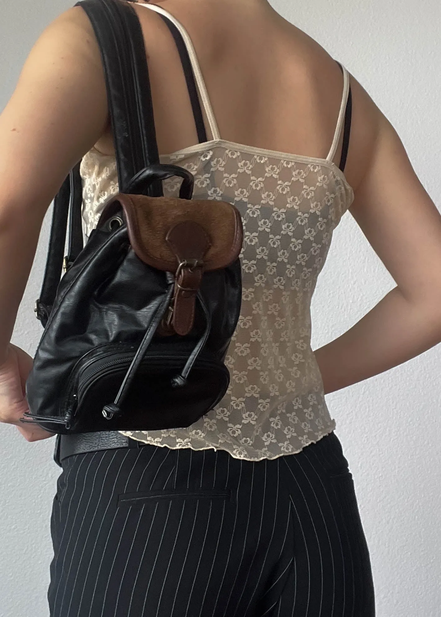 90's Black & Brown Mini Backpack