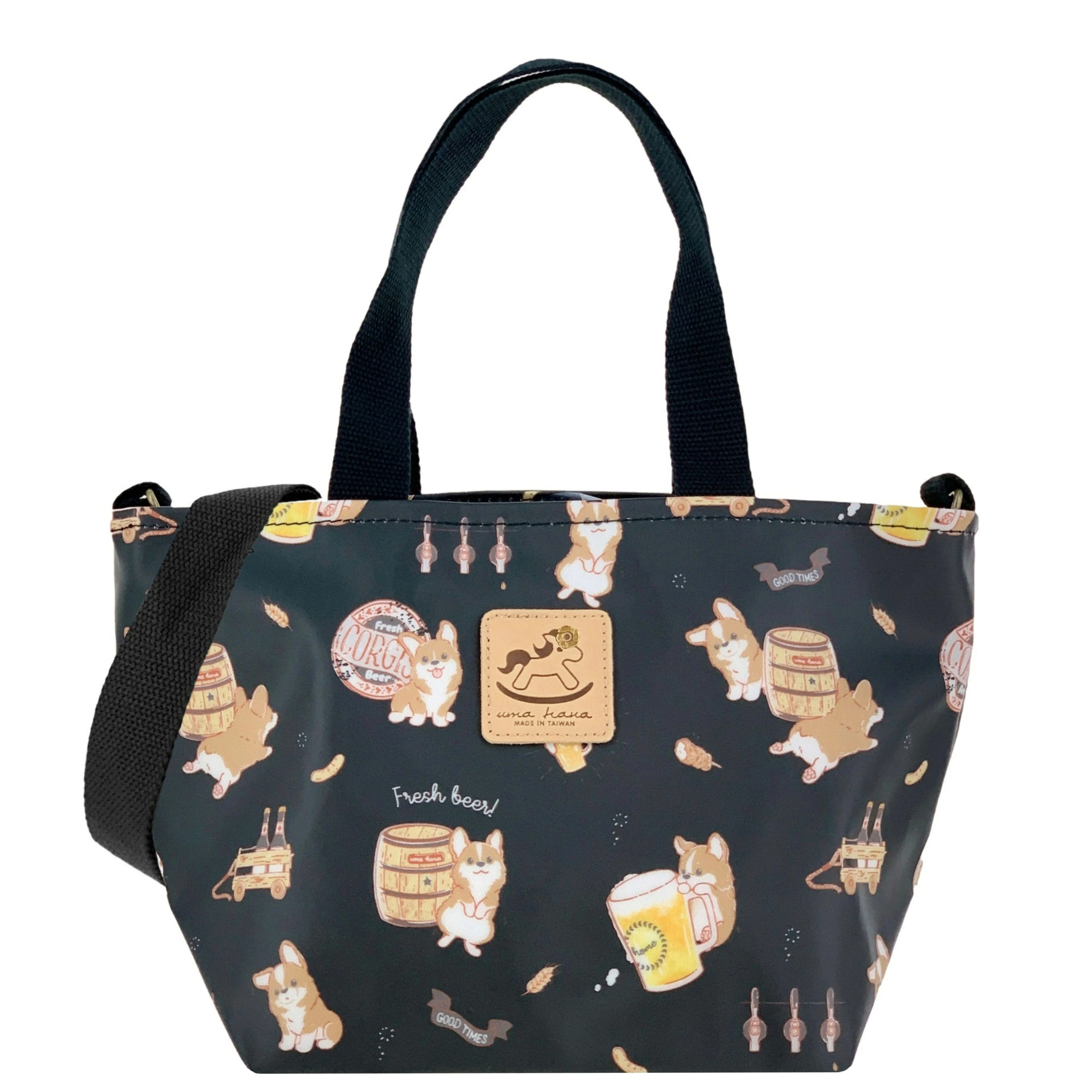 Black Beer Corgi Mini Travel Tote