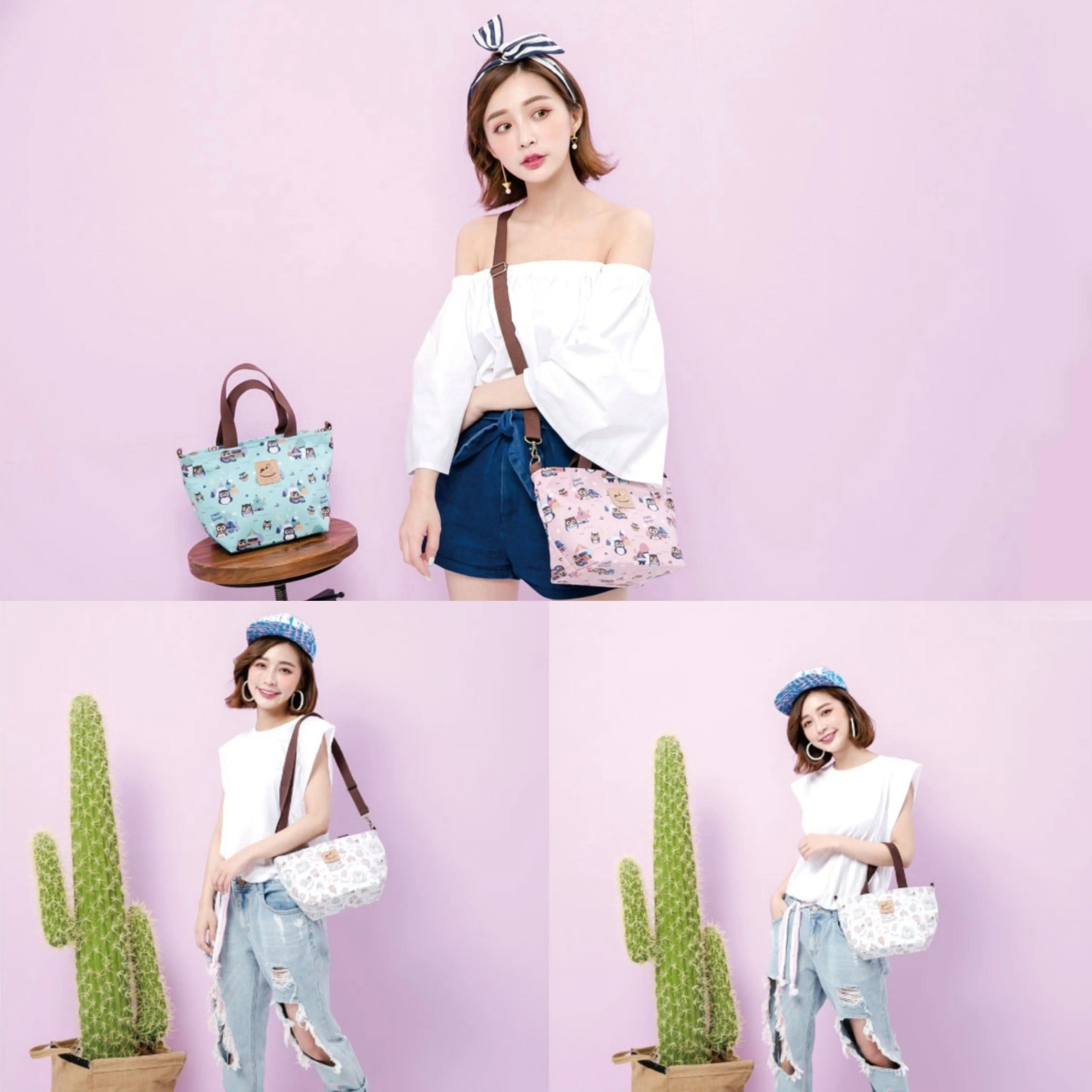 Blue Meow Cat Mini Travel Tote