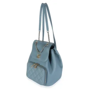 Blue Quilted Caviar Business Affinity Backpack Handbag