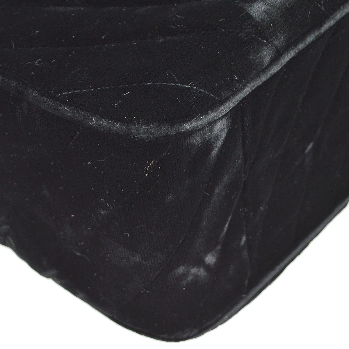 CHANEL * 1990s Black Velvet Chevron Classic Flap Maxi