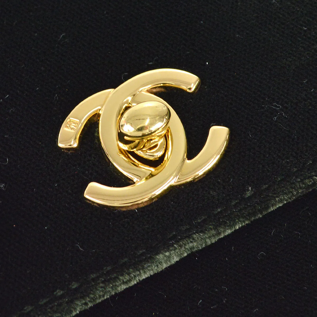 CHANEL * 1994-1996 Top Handle Bag Dark Green Velvet