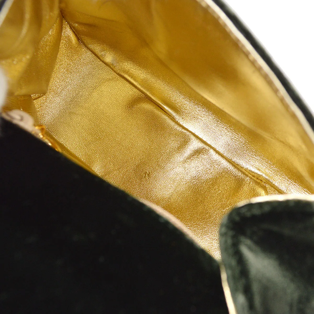 CHANEL * 1994-1996 Top Handle Bag Dark Green Velvet