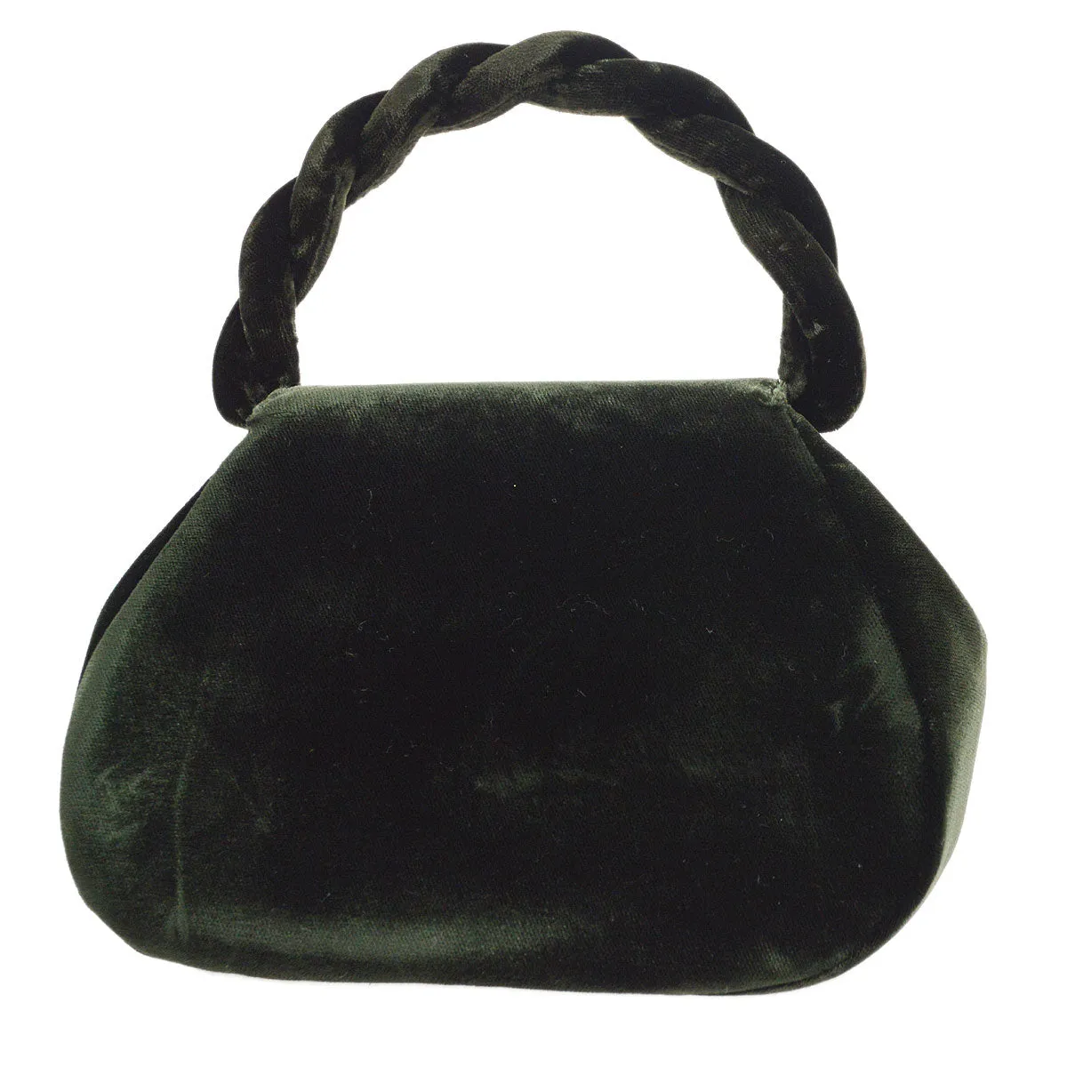 CHANEL * 1994-1996 Top Handle Bag Dark Green Velvet