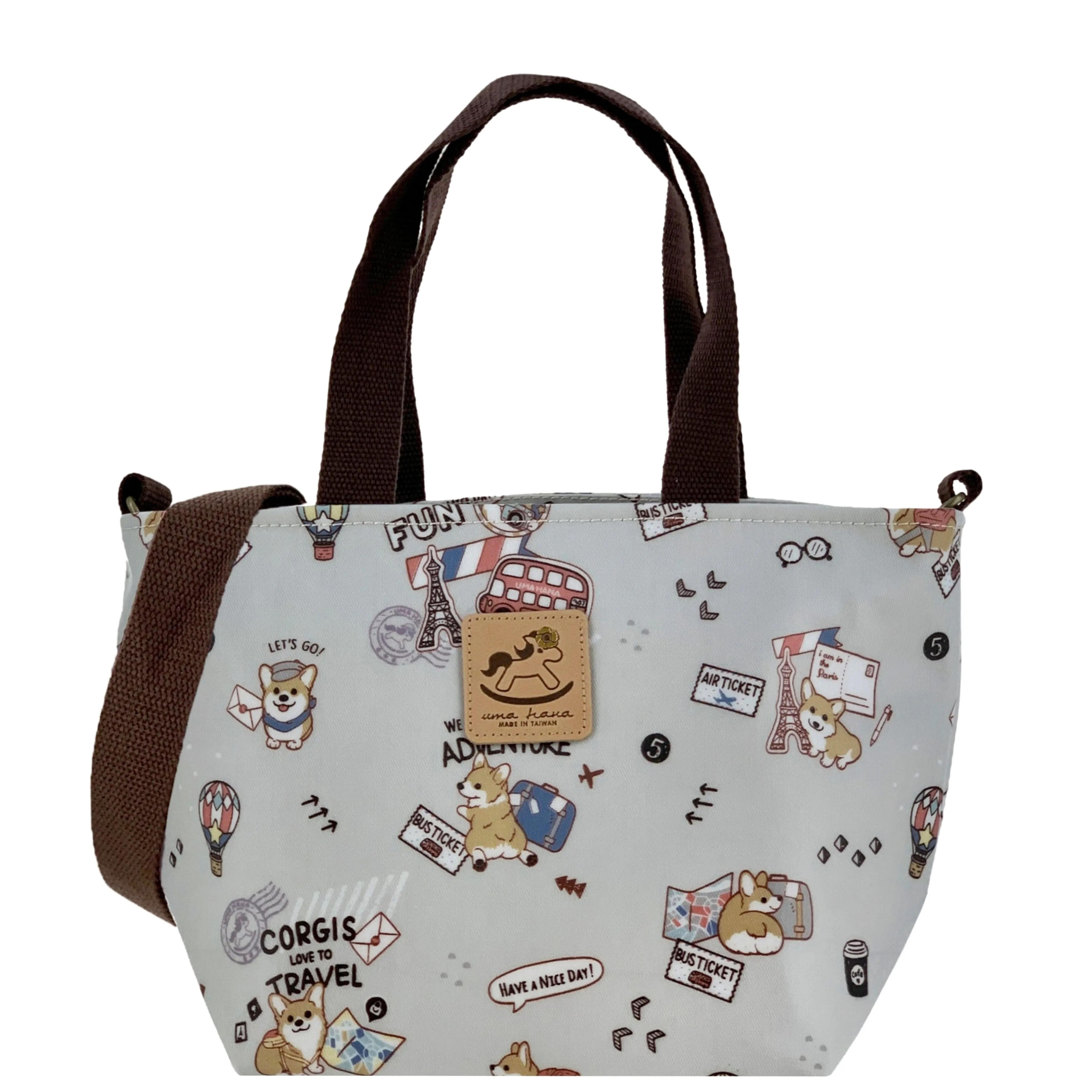 Gray Corgi Adventure Mini Travel Tote