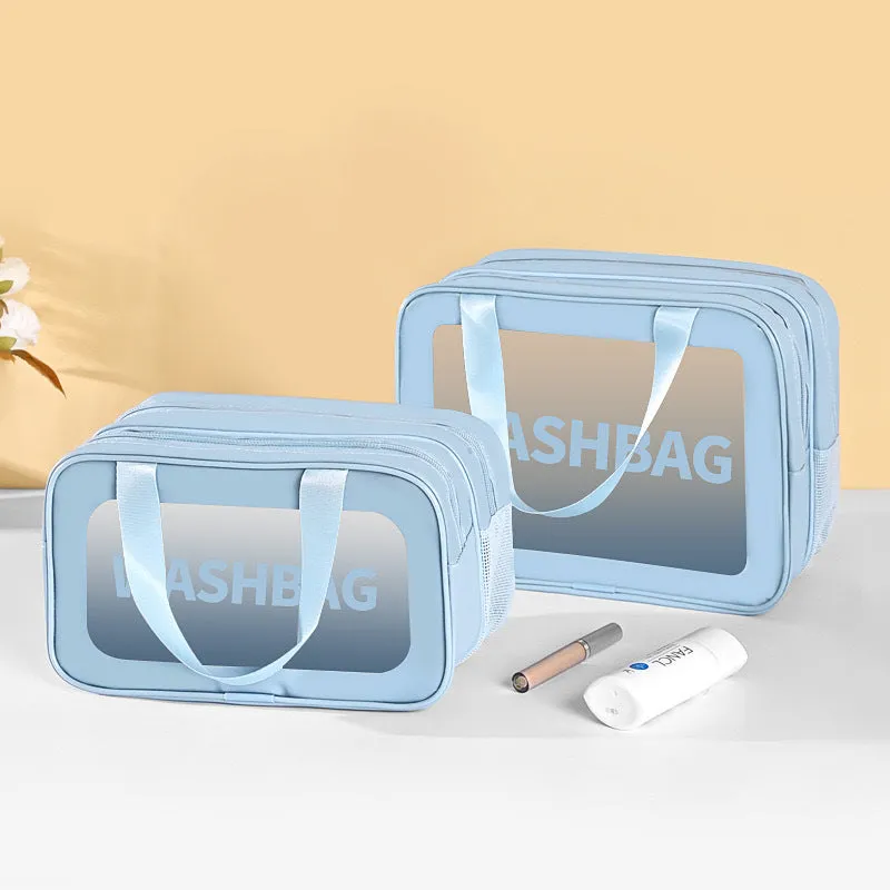 Multifunctional double-layer PU toiletry bag, dry and wet separation, niche storage bag, beach bag, large capacity cosmetic bag