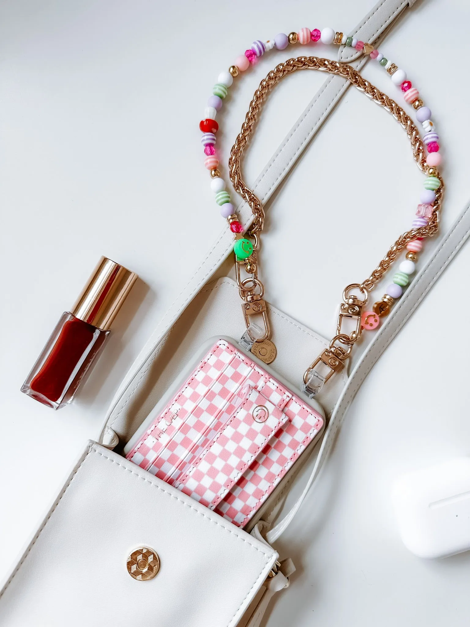 Pink Checkered Hoop Wallet - Final Sale