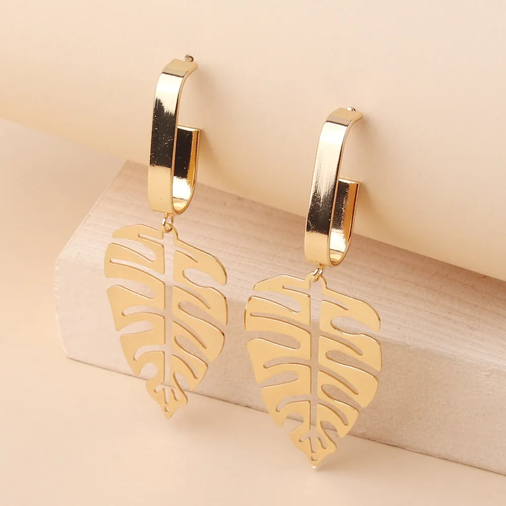 Retro Leaves Pendant Earrings