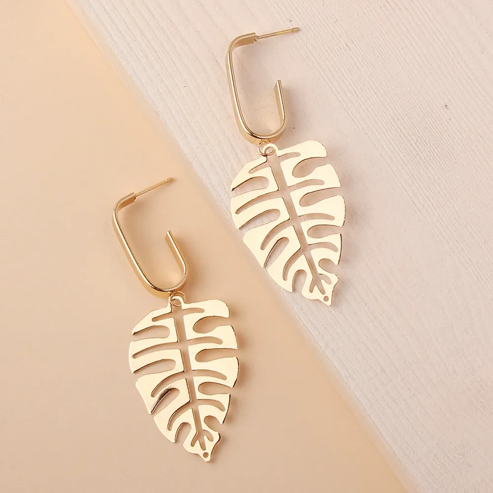 Retro Leaves Pendant Earrings