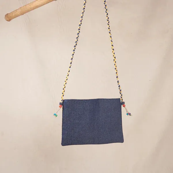 Shagun Sling Bag - Denim with Kantha/Sujha