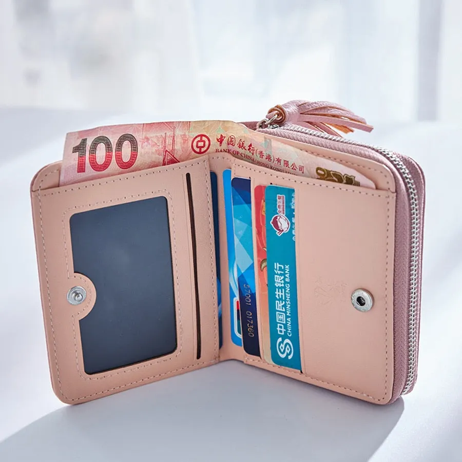Short Tassel Ladies Mini Card Holder Wallet