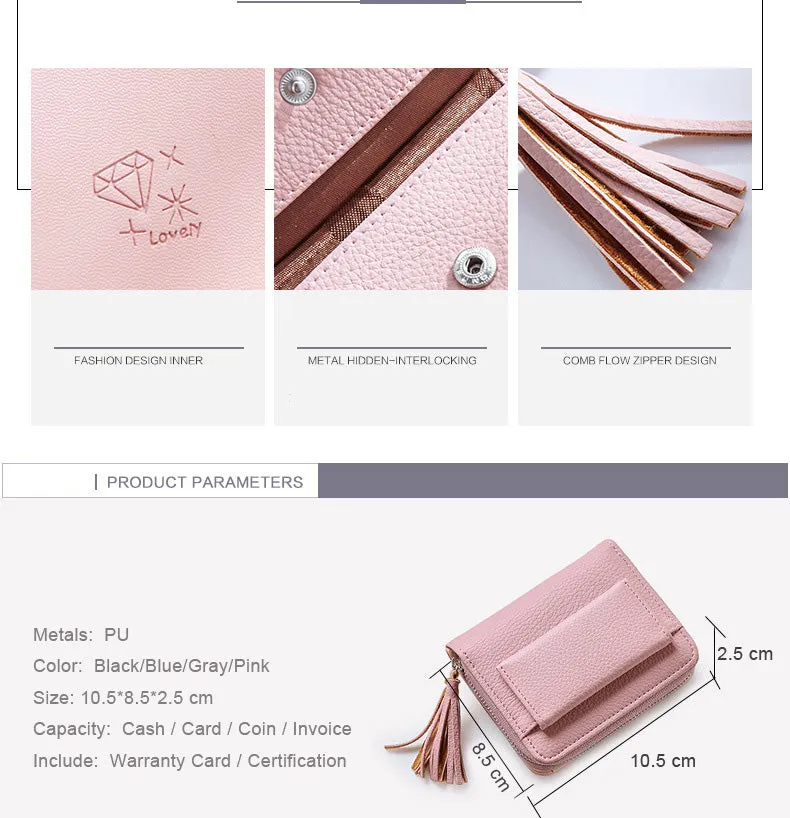Short Tassel Ladies Mini Card Holder Wallet