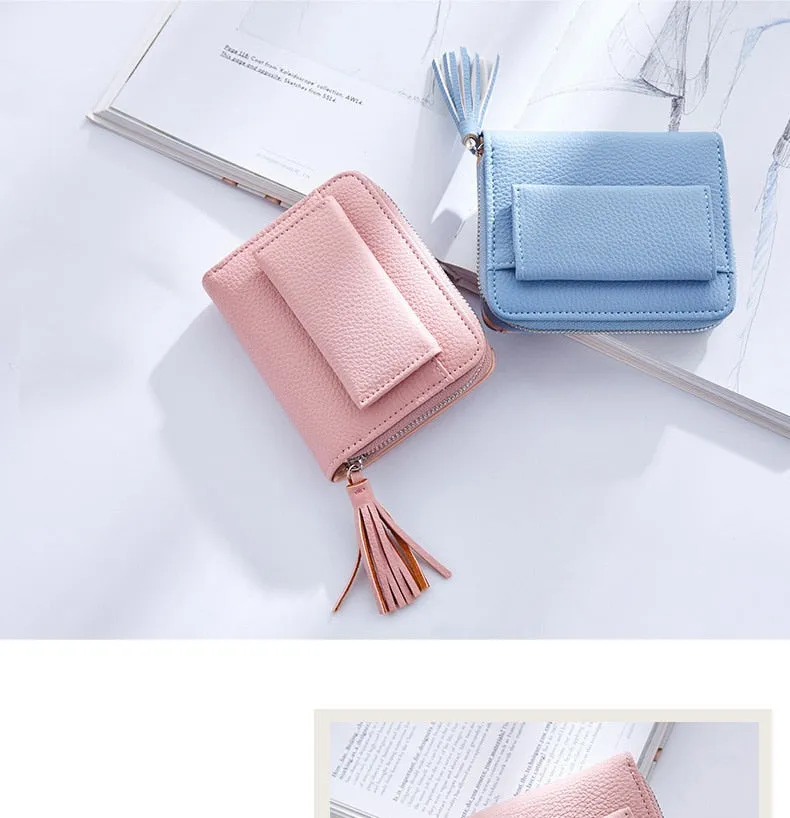 Short Tassel Ladies Mini Card Holder Wallet