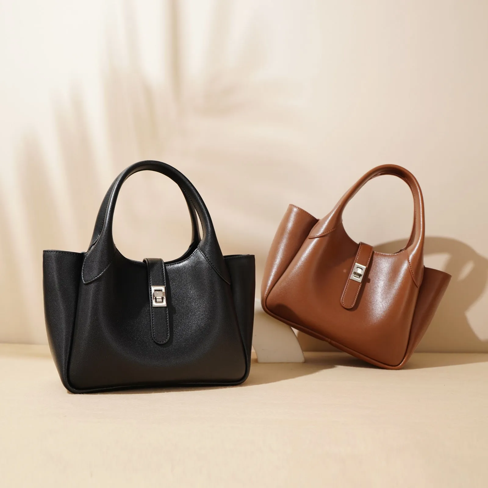 Small Leather Bucket Bag Small Leather Tote Bag Womens